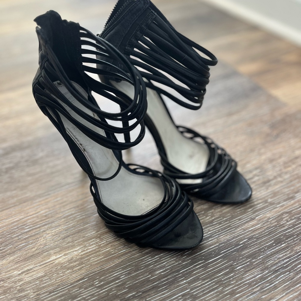 Herve Leger Strappy Leather Heels 37